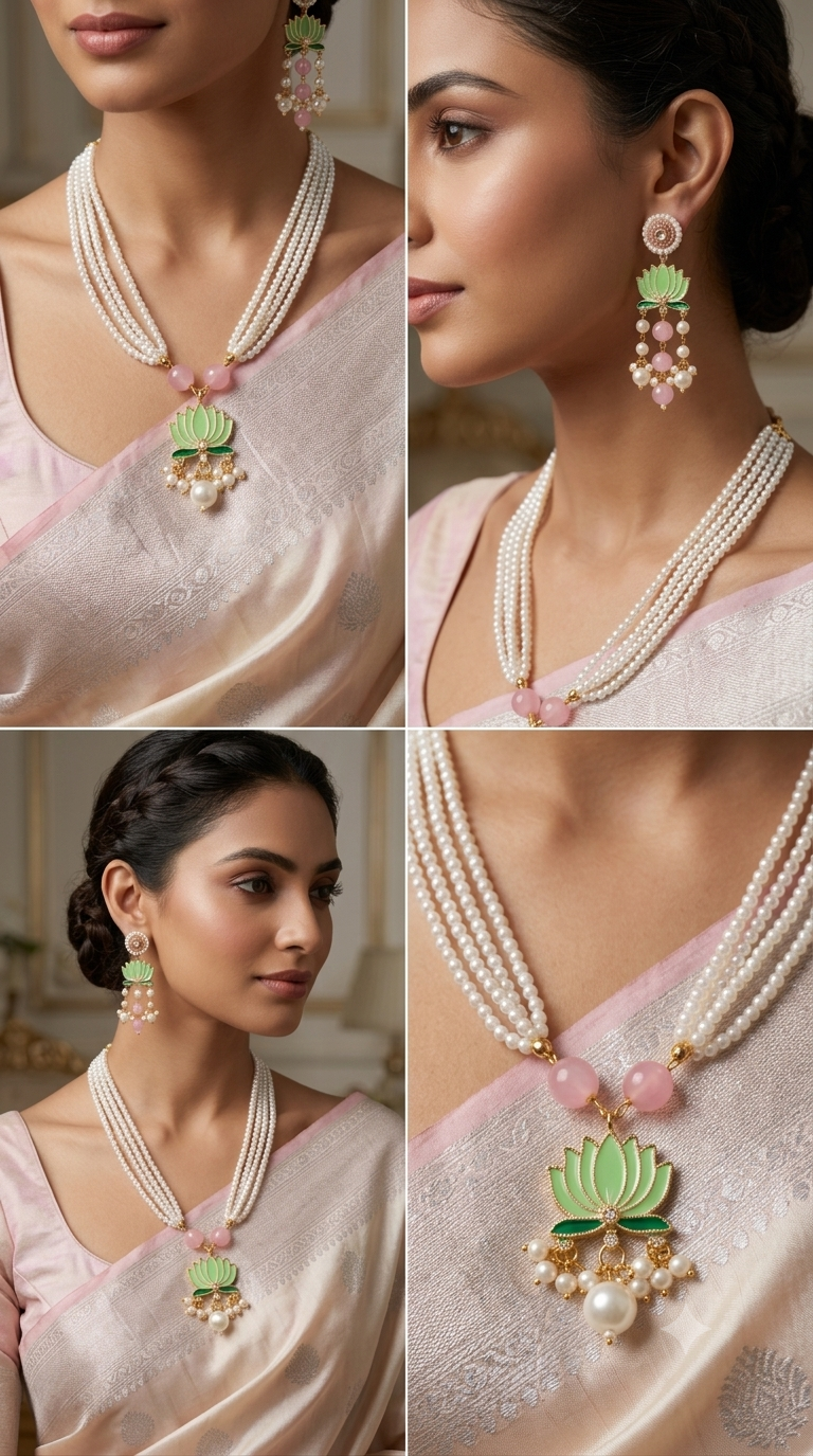Blush lotus pearl set