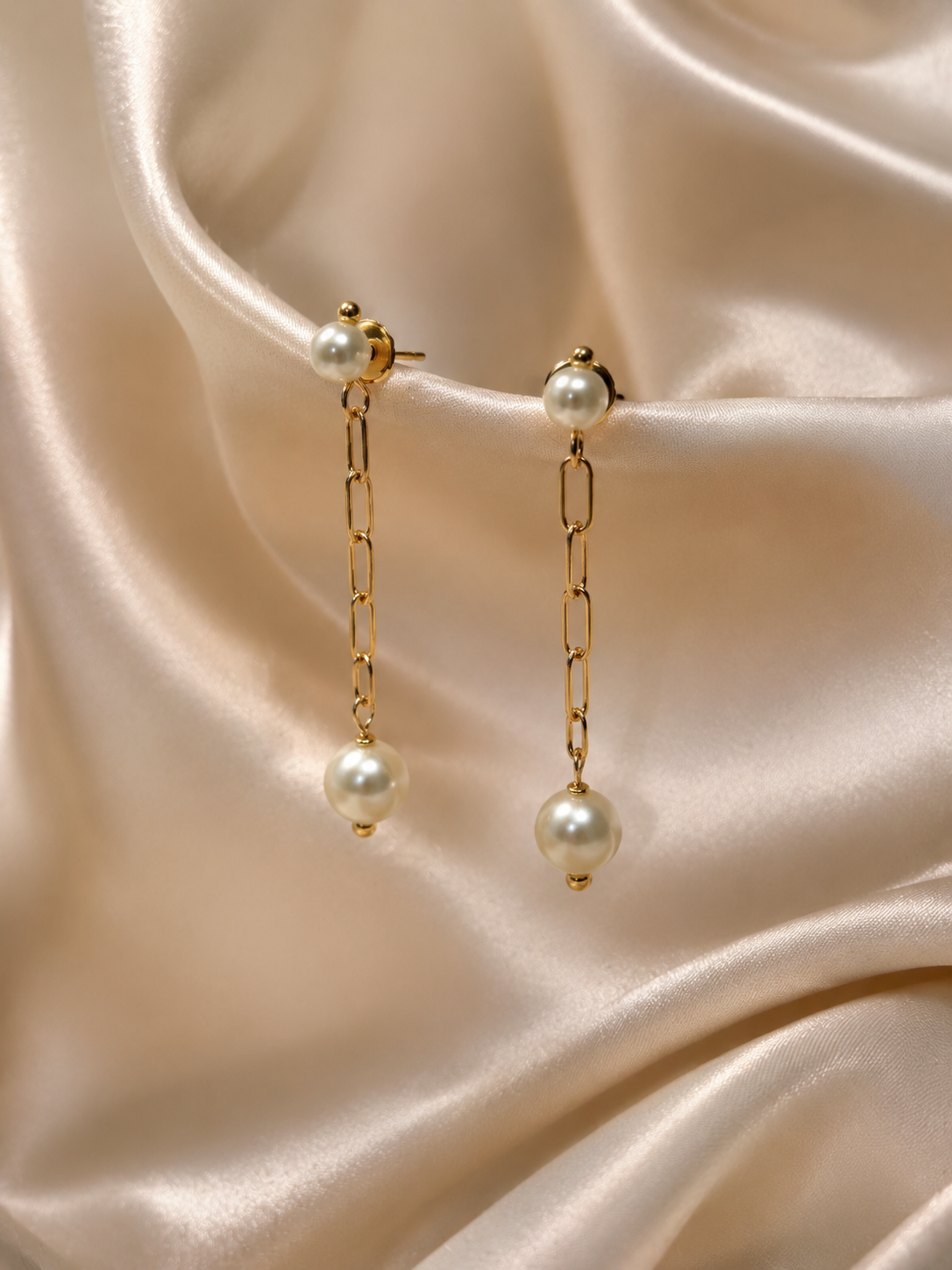 Pearl link drop Handcrafted