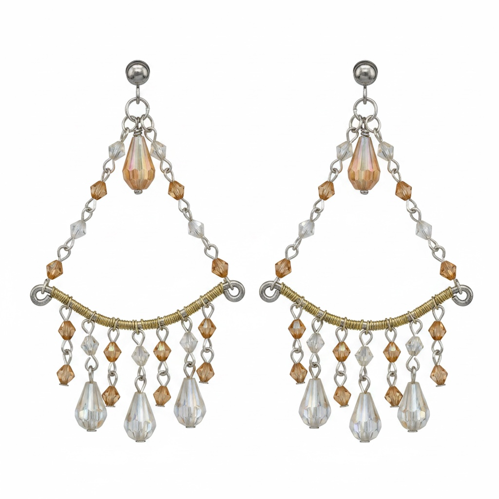 Crysatl tassel earings Handcrafted