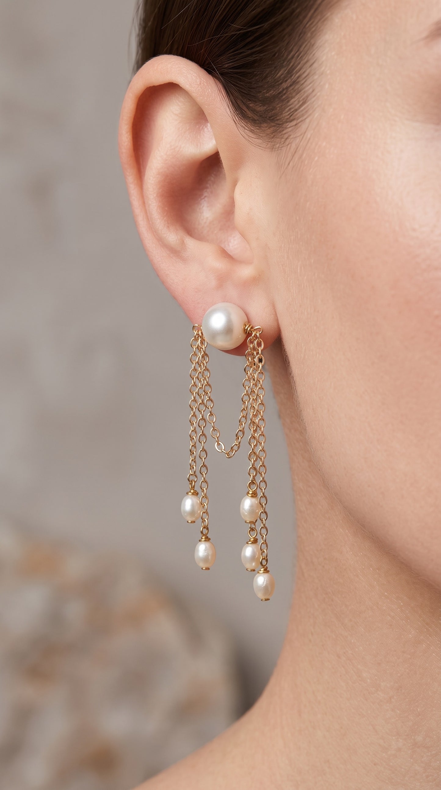 Pearl Cascade Chain Earrings Handcrafted