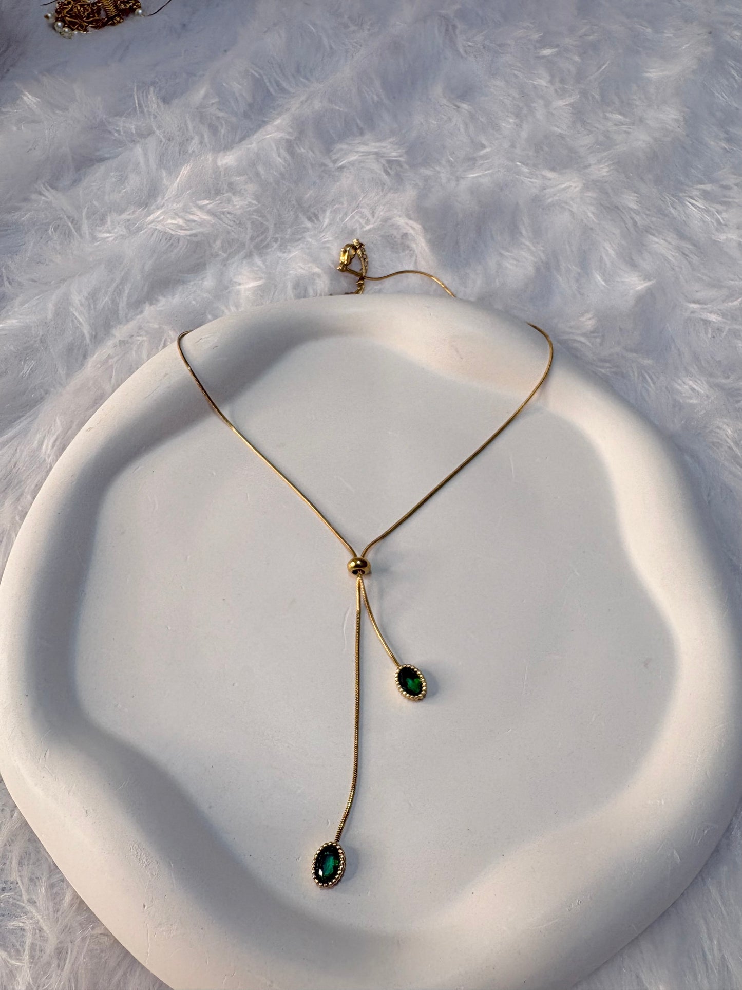 Emerald Duo Drop Necklace