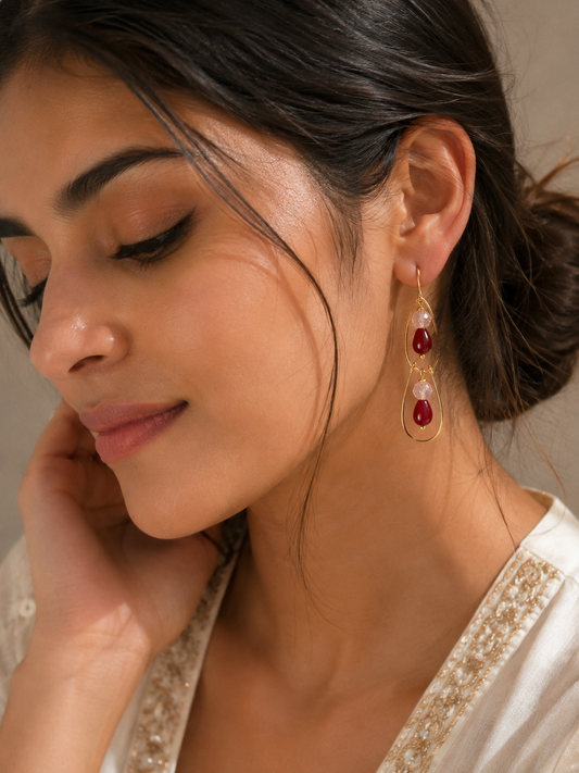 Ruby Bloom Earrings Handcrafted