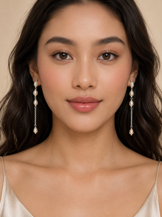 Pearl Cascade Earrings handcrafted