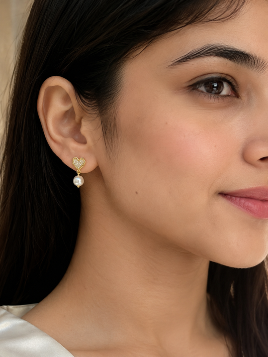 Heart Pearl Spark Earrings Set