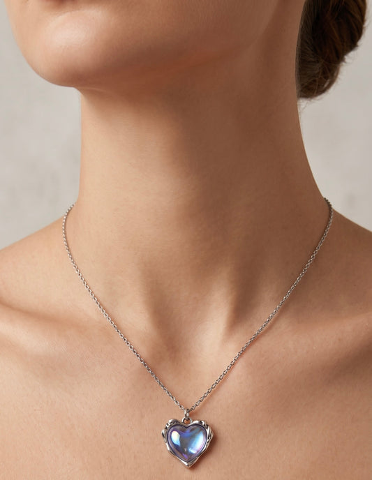 Ocean heart pendant necklace Handcrafted