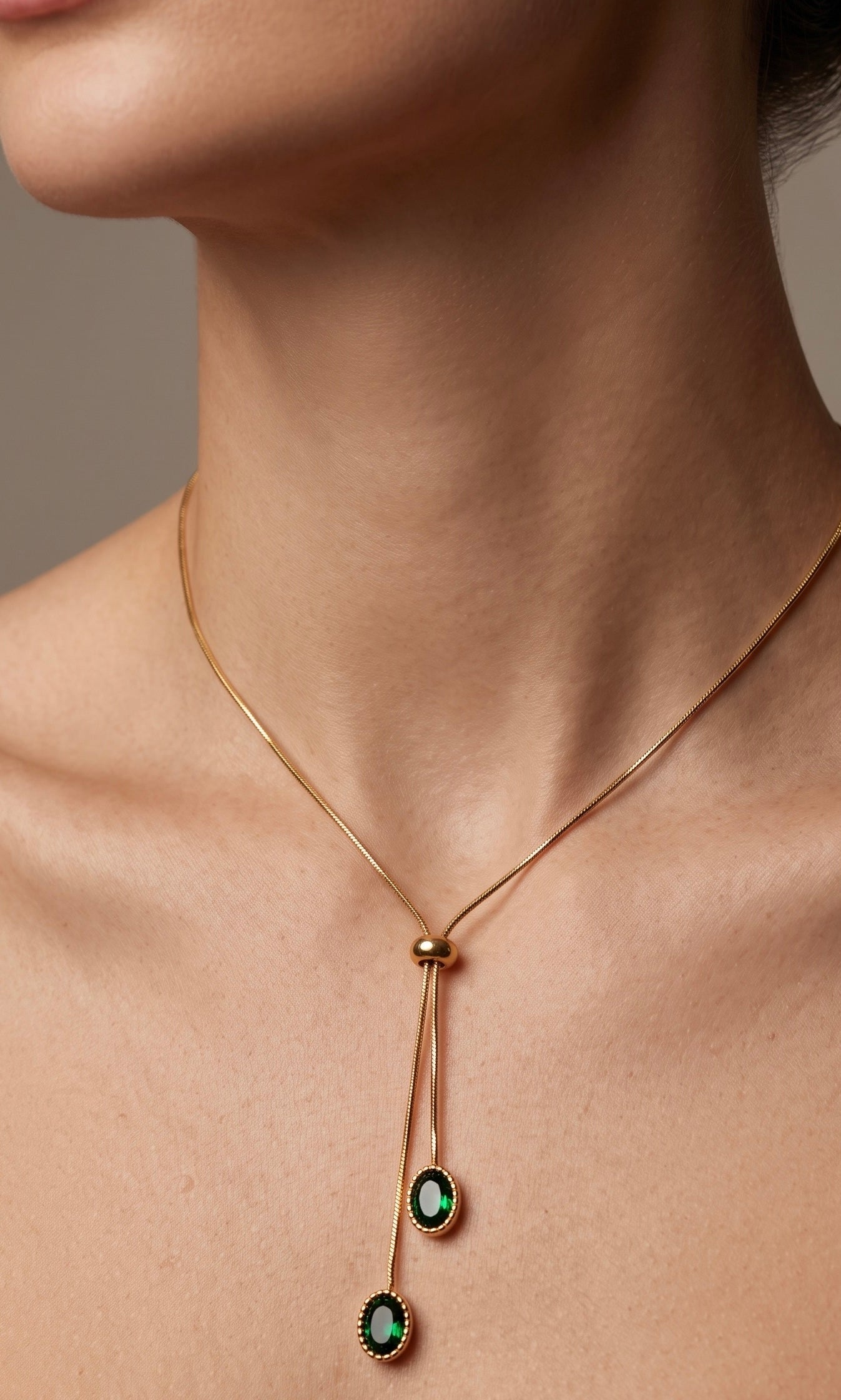 Emerald Duo Drop Necklace