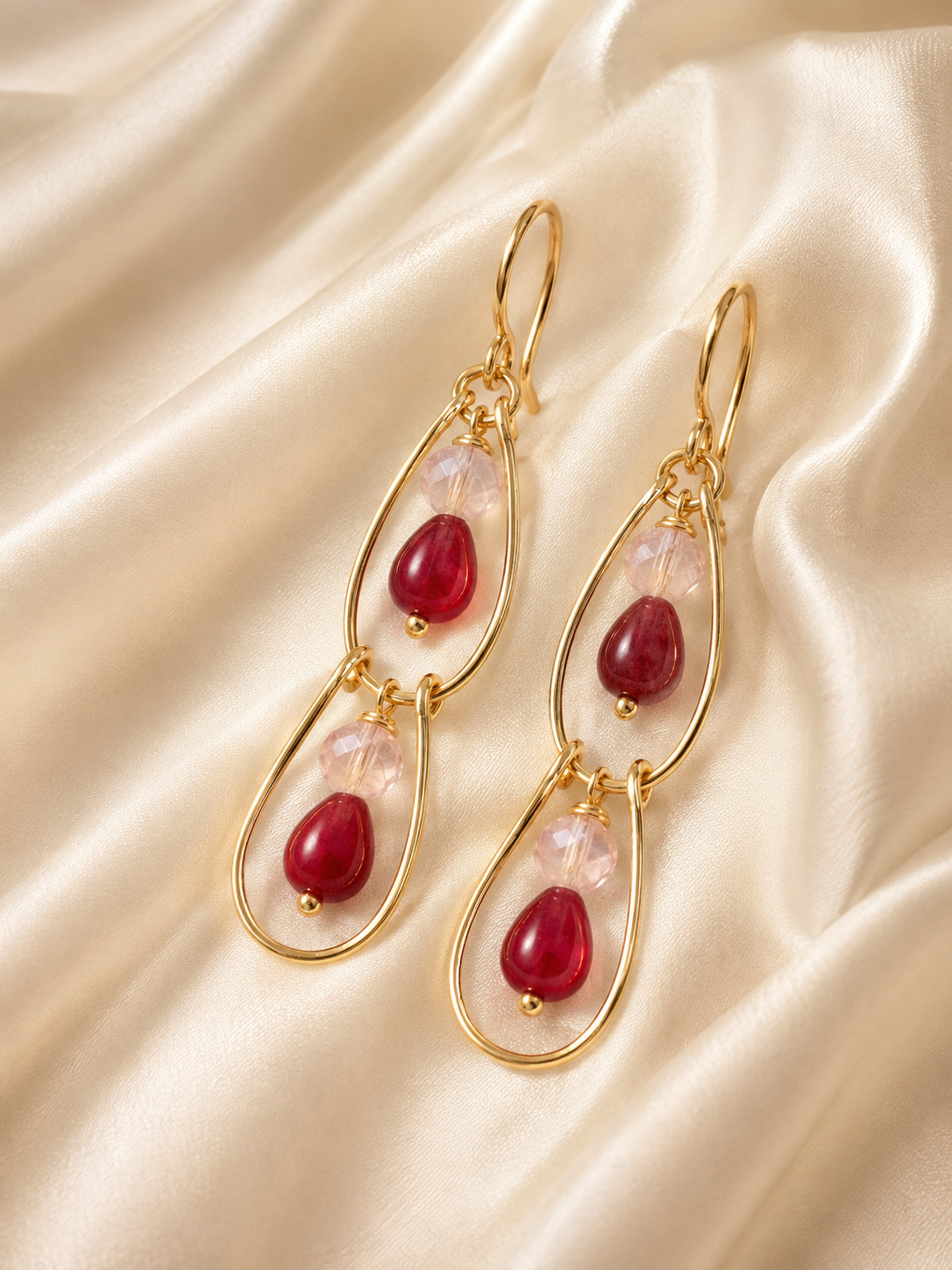 Ruby Bloom Earrings Handcrafted