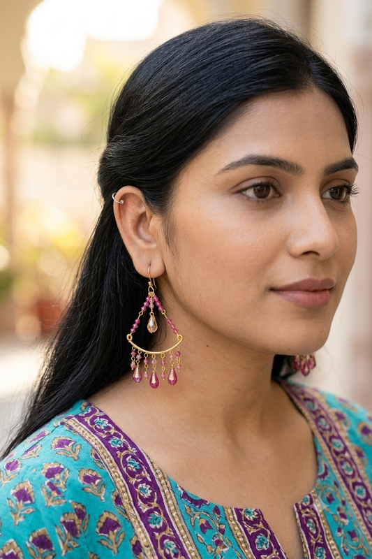 Crysatl tassel earings Handcrafted
