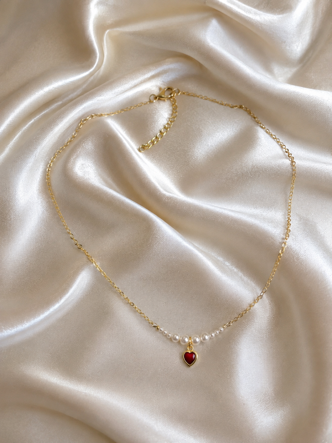 Scarlet Pearl Arc necklace