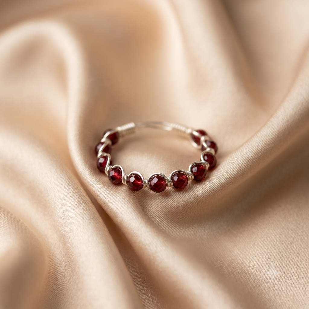 Garnet Glow Beaded Ring