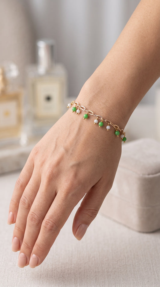 Mint Blossom Charm Bracelet Handcrafted