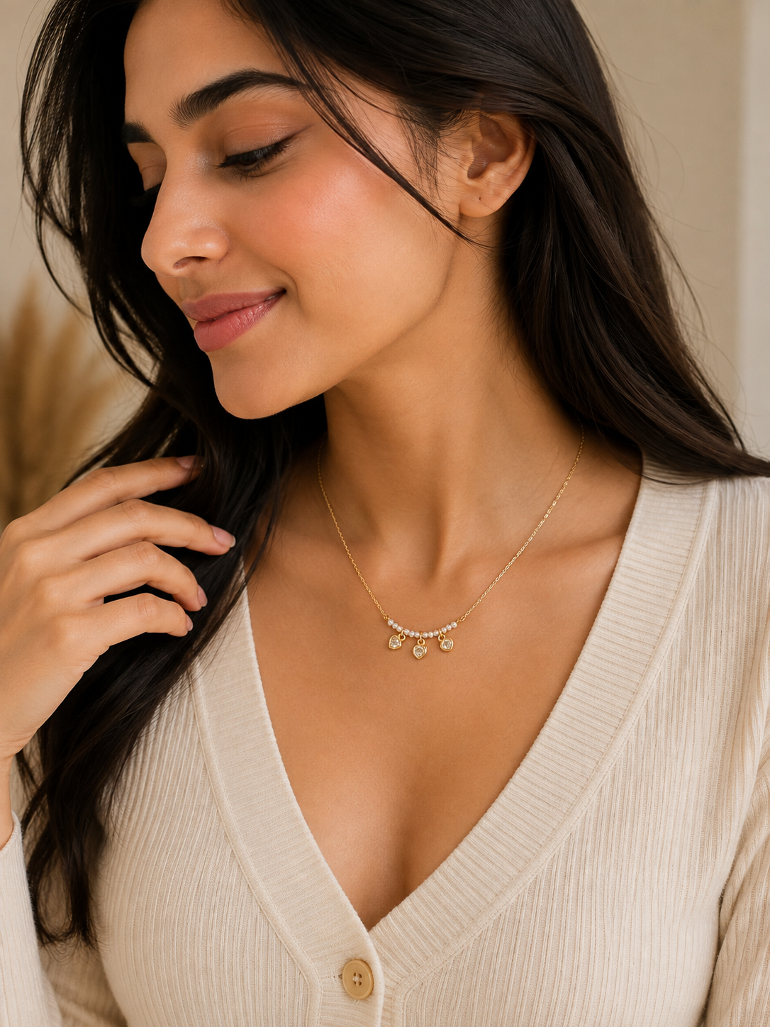 Celeste pearl Charm Necklace