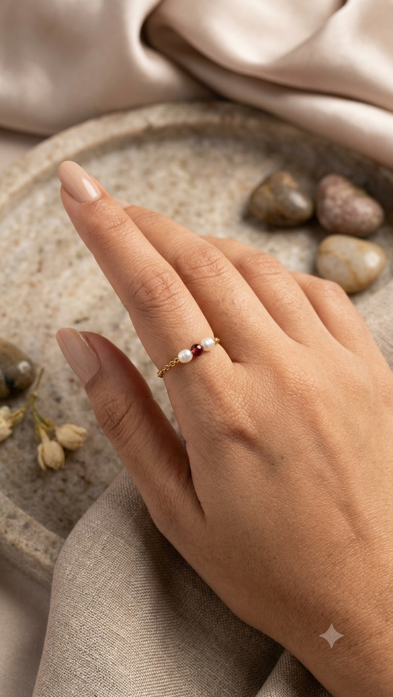 Pearl Whisper Chain Ring