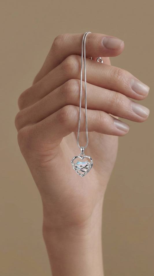 Celestial heart pendant necklace Handcrafted