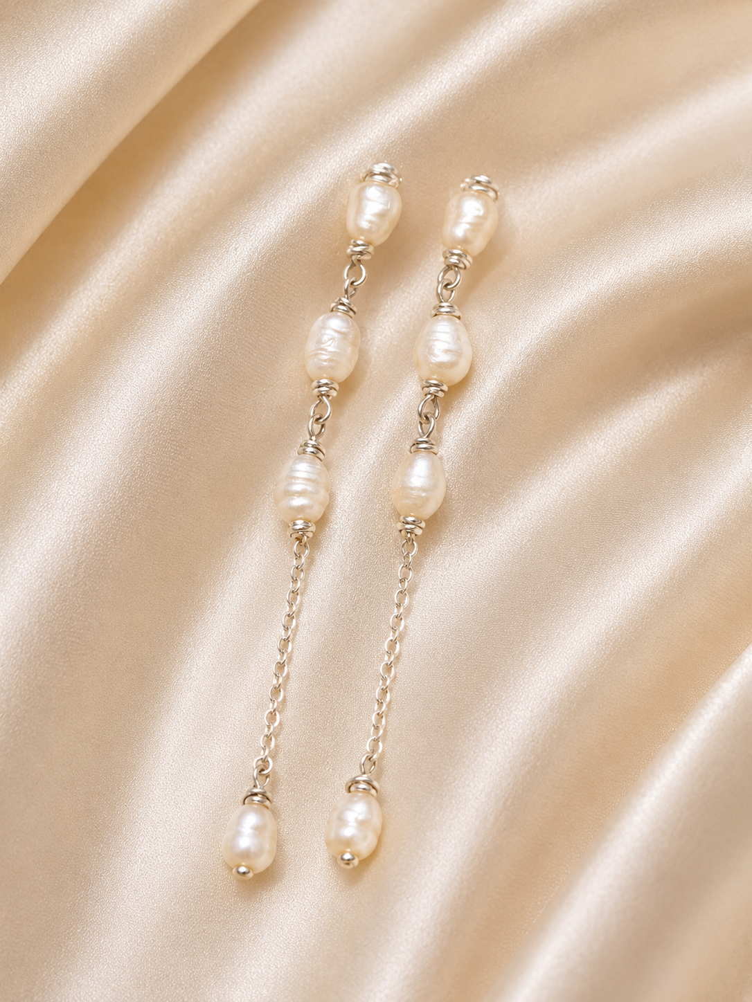Pearl Cascade Earrings handcrafted