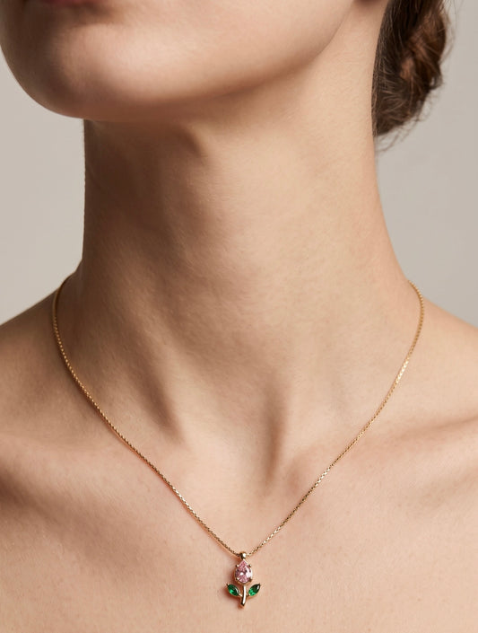 Blush Tulip Pendant in Gold Set