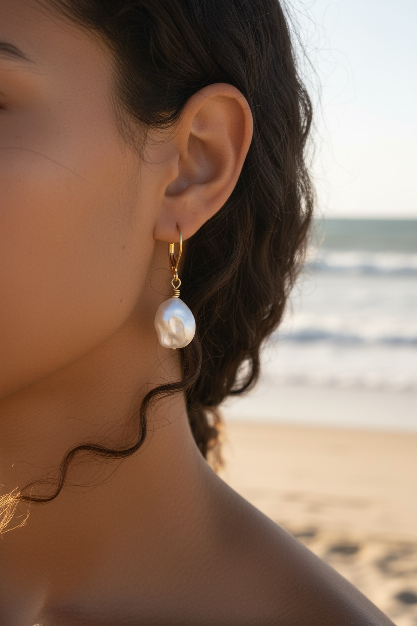Pearl golden handcrafted drop
